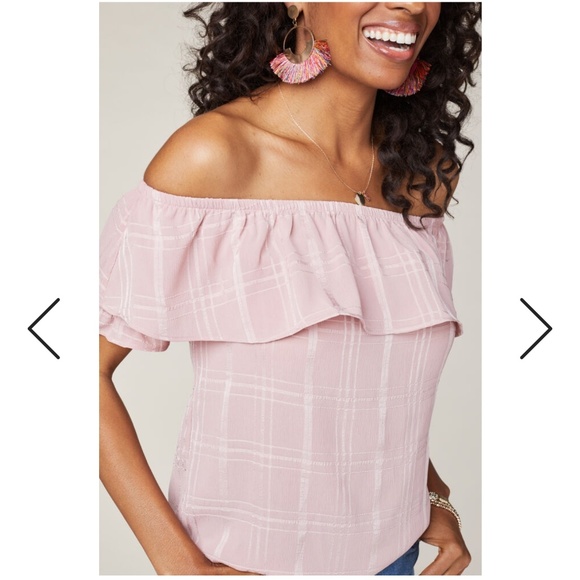 Charming Charlie Tops - Off the shoulder pink shirt